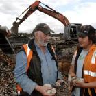 Hall Bros Transport Ltd owner Doug Hall (left) and contract manager Nic McEwan (right) discuss...