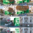 An indication of the reduced size of the proposed Town Hall extensions, showing the bulk of...