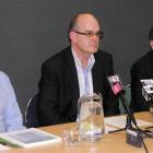 Health Minister Tony Ryall, centre with National Coordinator Pandemic Planning Steve Brazier,...