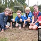 Hereweka football players Jack Campbell, James Le Comte, Josephine Tarasiewicz, Charlie Le Comte,...