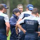 Highlanders assistant coach Tony Brown instructs a group of players at the team’s training...