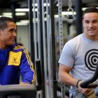 Highlanders Aaron Smith (left) and Tamati Ellison celebrate their selection in the All Blacks...