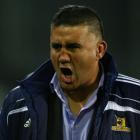 Highlanders coach Jamie Joseph gets animated during the match between the Highlanders and the...