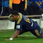 Highlanders winger Waisake Naholo had a good night out against the Chiefs, running in two tries...