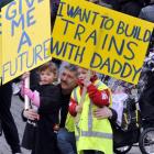 Hillside boilermaker Stuart Johnstone and twins Skye and Kane get their message across in the...