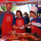 Ian and Linda McCallum-Jackson, with Claire Dickie (right) at the opening of the Havoc Farm Pork...