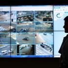 Inspector Mel Aitken watches CCTV footage from the Octagon at the District Command Centre in...