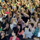 International students sit through a lecture welcoming them to the University of Otago yesterday.