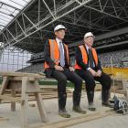 IRB chief executive Mike Miller and deputy chairman Bill Beaumont take in  the Forsyth Barr...