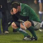 Ireland replacement loose forward Peter O'Mahony reacts after his side's heart-breaking defeat....