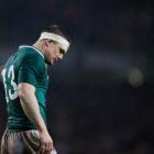 Ireland's Brian O'Driscoll reacts after the final whistle of  the Six Nations match between...