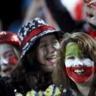 Italy fans cheer before their Rugby World Cup Pool C match against Russia at Trafalgar Park in...