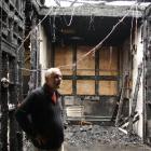 James Hargest College principal Andy Wood surveys the arson damage at the school's senior campus...