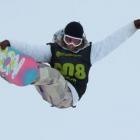 Jamie Anderson displays the form that won her the Burton Open half-pipe competition on Saturday...