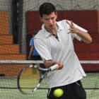 Janos Manyai, of Hungary, winner of the weekend's  Otago Indoor Open, in action at the Edgar...