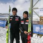 Japanese Paralympians Yoshihiro Nitta (left) and Shoko Ota at the Snow Farm before the Winter...