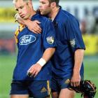 Jeff Wilson (left) and Josh Kronfeld were Otago, Highlanders and All Black stalwarts. Photo by...