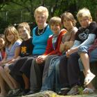 Joan Gooseman (centre), with (from left) Kitty Trevethan-O'Neill (10), Anita Chin (10), Bella...