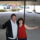 John Dimelow (left) and Corrine Martin inspect the supermarket they are building at Hampden,...