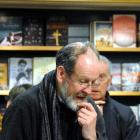 John Gibb speaks at the combined book launch in the University Book Shop last night.