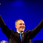 John Key celebrates retaining power after the general election in Auckland. REUTERS/Nigel Marple