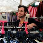 Jonas Karsten, of New Plymouth, in the Lucky Star clothing boutique, attached to his Bedford J4...