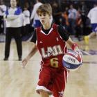 Justin Bieber warms up before an all-star celebrity basketball game in Los Angeles at the weekend...