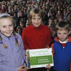 Kaikorai Primary School, Dunedin, pupils (from left) Meg Ballantyne (9), Nicole Ruske (9) and...