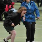 Kaikorai Valley College's Chloe Simonsen (15) and teacher aide Christine Patrick enjoy a laugh.