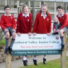 Kaikorai Valley Junior College pupils (from left) Harley Foster (11), Phoebe Fraser-Grant (12),...