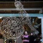 Karan Snow (left) and Katrina Thomson building a seashell and a sea-horse lantern. Photo by Jane...