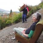 Karen Tweed, of the Kurow trails committee, enjoys the lounge chair view over Kurow and the...