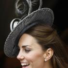 Kate, Duchess of Cambridge watches the procession pass at the Order of The Garter Service in...