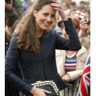 Kate Middleton reacts to the crowd at Witton County Park, Darwen, England.  (AP Photo/Alastair...