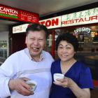 Kee and Sanny Young toast the end of an era at the New Canton Restaurant yesterday. Photo by...