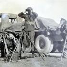 Keith Loughrey (with telescope, at left) training as a signalman with the Territorials at St Kilda.