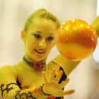 Keziah Oliver performs the ball routine at the Otago rhythmic gymnastics championships at the...