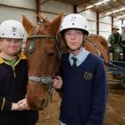 Nathan Coombes (17), left, and Jordan Poelstra (13) meet one of the horses at the Litchfield Park...