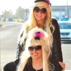 Kim Torrance, of Dunedin, and Monique Dimond, of Invercargill, at Dunedin airport yesterday...