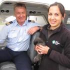 Kiwi Birdlife Park wildlife manager Nicole Kunzmann holds a sooty shearwater,  which was given a...