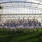 Knox College players perform the haka after their match against Selwyn College on opening day,...