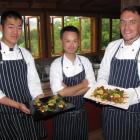 Kobe Cuisine head chef Yuki Ariya (centre) with chef Kensaku Yanagimura (left) and chef de partie...