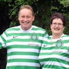 Leith Valley Touring Park owners Lyn and Terry McLaren show off their Celtic Football Club...