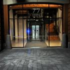 Lights installed in Vogel St, Dunedin, project a pattern on to the footpath. The area will be...