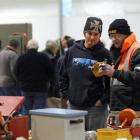 Lindsay Coll (left), of Balclutha, and Fisher and Paykel Appliances employee Jim Hansen, of...