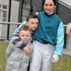 Lisa Allpress with her sons  Angus (left) and Josh after winning the New Zealand jockeys'...