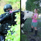 Liz Williams during Armed Offenders Squad training and at home. Photos by Sue Burridge and Lynda...