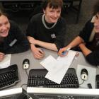 Logan Park High School pupils (from left) Ashleigh Brewer, Joseph Grigg and Joel O'Shea (all 17)...