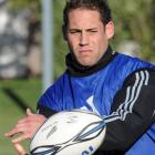 Luke McAlister at the All Blacks rugby training at the University Oval in Dunedin today, as they...