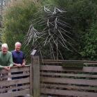 Malcolm Gould (left) and Euan Thomson at the entrance to their Waitati property, Broadwater....